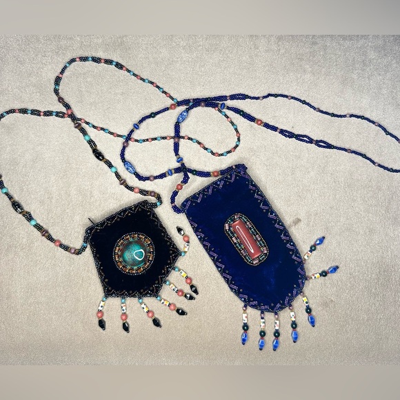 Mini Hand Beaded Velvet Amulet Bags - Picture 2 of 7